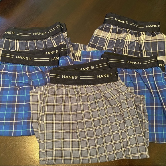 Hanes Men's Boxers - Blue and Gray Plaid - Picture 1 of 2